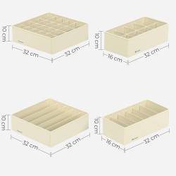 SONGMICS Organizator lenjerie set 8 cutii pliabile din material textil, pentru sertare si dulap, bej