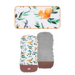 Salteluta reversibila pentru carucior sport, cu exterior din bumbac 100% si interior moale din material minky cu textura catifelata, umplutura din spu