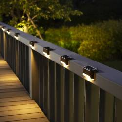 Set 4 lampi solare gradina, iluminare balustrada gard, lumina calda, 8x5x5 cm, negru