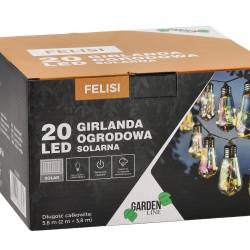 Ghirlanda luminoasa, LED, model Felisi, 20 becuri, 580cm, incarcare solara, lumina alb multicolor