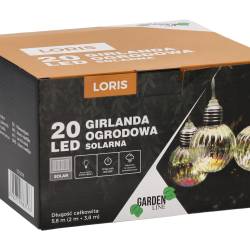 Ghirlanda luminoasa, LED, model Loris, 20 becuri, 580cm, incarcare solara, lumina alb multicolor