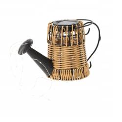 Lampa solara gradina tip stropitoare ratan, 33 LED alb cald, panou solar, IP44, 110 cm, maro