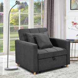 Fotoliu extensibil 2 in 1, transformabil in pat individual pentru dormit si relaxare, mecanism de extindere pentru utilizare usoara, perna inclusa, lu