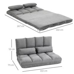 Canapea de podea extensibila 2 in 1, transformabila in pat pentru relaxare si dormit, spatar reglabil in 7 pozitii si tetiera ajustabila in 5 pozitii,