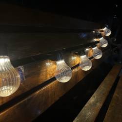 Ghirlanda luminoasa, LED, model Stripes, 10 becuri, 380cm, incarcare solara, lumina alb cald