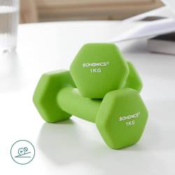 SONGMICS Set 6 gantere hexagonale cu suport, 2x1 kg 2x2 kg 2x3 kg, multicolor