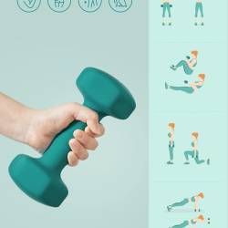 SONGMICS Set gantere fitness hex 2x3 kg, antiderapante, din fier invelit in vinil, verde