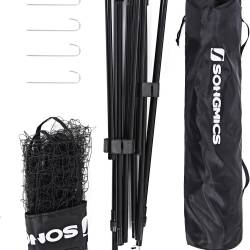 SONGMICS Fileu badminton portabil cu geanta transport, pentru tenis si volei, 400x103 cm, inaltime reglabila pana la 155 cm