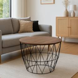 Masuta cafea Atmosphera Atomic, MDF si otel, 56x40 cm, negru