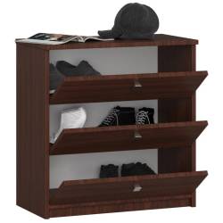 Dulap pantofi MINI cu 3 usi rabatabile, PAL laminat 16 mm, 60x31x62 cm, maro wenge