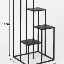 Suport plante Atmosphera cu 4 niveluri, structura metalica, 36x36x87 cm, negru