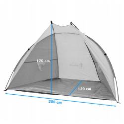 Cort plaja pentru 2 persoane, cu protectie UV si podea izolanta, 200x120x120 cm, albastru