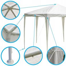 Pavilon gradina cu structura metalica, 6 pereti laterali detasabili, alb, 378x330x260 cm