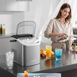 SONGMICS Masina cuburi gheata, 12 kg/24h, 2 dimensiuni, autocuratare, 31x25x32 cm, gri