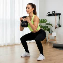 Kettlebell 4 kg, bitum cu invelis rezistent ABS,  21x23 cm, negru