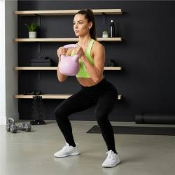 Kettlebell 10 kg, bitum cu invelis rezistent ABS, 25x27 cm, roz