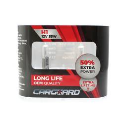 Set de 2 becuri Halogen H1, 55W, +50% Intensitate - LONG LIFE - CARGUARD
