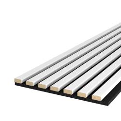 Riflaj MDF decorativ LDA PREMIUM de tip Panou Acustic, Alb Mat, 260x40 cm
