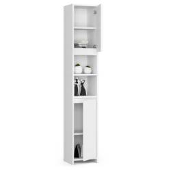 Dulap de baie tip coloana, cu 2 usi si 4 rafturi, PAL 16 mm, 32x28x180 cm, alb