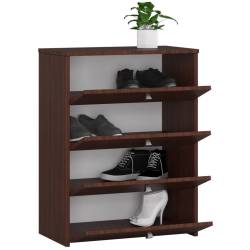 Dulap pantofi RUBIN 4 niveluri, cu usi rabatabile, PAL laminat 16 mm, 66x36x85 cm, maro wenge